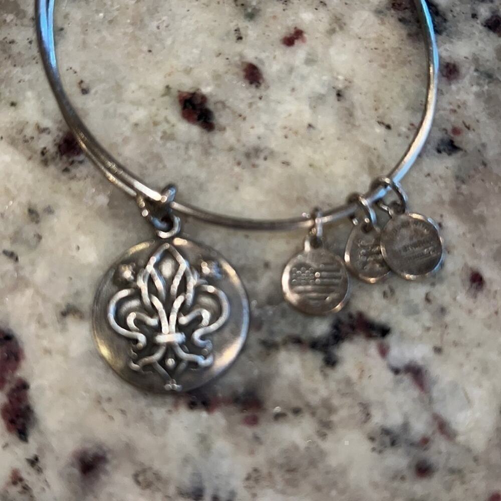 WOMEN'S ALEX AND ANI | FLEUR DE LIS III BANGLE BRACELET | SILVER - Picture 3 of 4